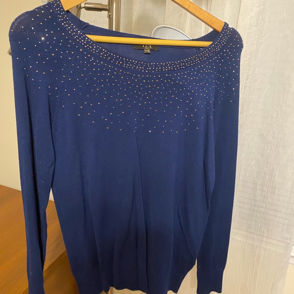 1.2.3 Paris Navy Blue Long Sleeve Top